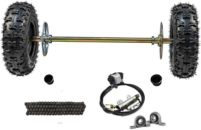 740mm Rear Axle Kit 6 inch Wheels Brake Sprocket Go Kart ATV Drift Trike Quad
