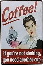 Coffee If You're Not Shaking, You Need Another Cup Metal Tin Sign, Vintage Plaque Poster Cafe Kitchen Home Wall Decor, 20cm x 30cm