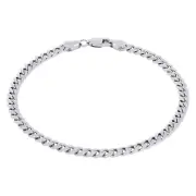 10K White Gold 3.5mm Real Miami Cuban Link Chain Mens Bracelet Italian Made 9"