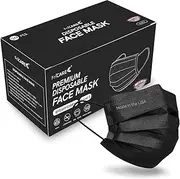 Made in USA, 4-ply Black Disposable Face Mask by ECOGUARD, ASTM Level 3 Performance Proven in Nelson Labs Studies, Pack of 50