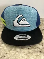 Quiksilver Authentic Snapback Trucker Hat Adjustable Baby Blue With Blue Mesh