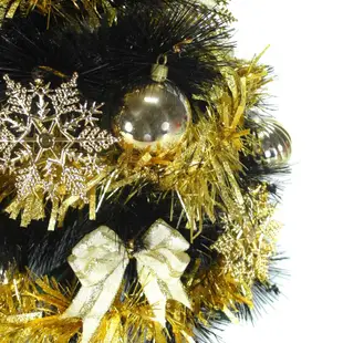 摩達客 台製2尺(60cm)特級黑色松針葉聖誕樹(金色系配件)(不含燈)