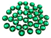 200 Green Crystal Acrylic Flatback Faceted Round Rhinestone GLUE On Gems 10mm