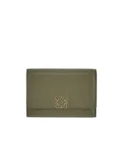 Puffer Anagram small vertical wallet in shiny nappa calfskin One size Green