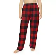 Red/Black Christmas Plaid Women's Pajama Pants - Cozy Holiday Lounge Sleepwear,
