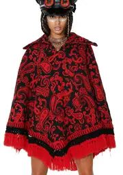 Vintage Floral Tapestry Poncho