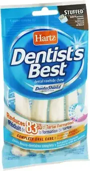 Hartz Dentist Best Tarter Rawhide Retriever Stuffed Rolls 4" Chew Dog Edible