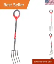 Lightweight Carbon Steel Digging Fork with Ergonomic Grip - Perfect for All Ages