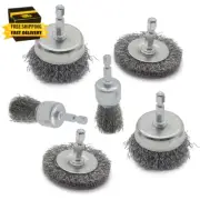Wire Brush for Drill Set 6 Pack, Wire Wheel for Drill with 1/4 Inch Hex Shank