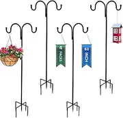 LaLaGreen Shepherd Hooks (4 Pack, 60 Inch) Black Hook for Hanging Planter Basket, Heavy Duty Garden Feeder Pole for Hanging Mount Bird Feeder, Outdoor Plant Holder Hanger Wind Chime Latern Light Decor