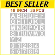 16-Inch Reusable Letter & Number Stencils Set - 36 Pcs for Creative DIY Projects