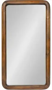 Wall Mirror with Modern Rounded Rectangular Walnut Frame 17” X 32” Decorative