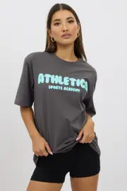 Grey Graphic Tee Short Sleeve - Size XS, Women's Graphic Tee