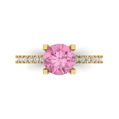 1.71Ct Round Cut Pink Gold Engagement Promise Statement Anniversary Bridal Ring