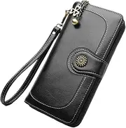 [GAROZATION] Long Purse Wallet Large Capacity Card Holder Zipper Tote Bag Purse Pu Leather
