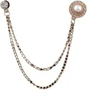 [Generic] Pocket Watch Chain T Bar & Lobster Clasps Watch Vest for Men Curb Link Chain 2 Hooks