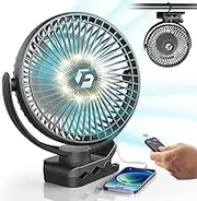Korbot 8-inch Clip on Fan - 12000mAh Portable Fan Battery Rechargeable with 3 Speeds and Strong Airflow, USB Fan Small Desk Fan Personal Quiet Fan for Office Stroller Bedroom and Camping.