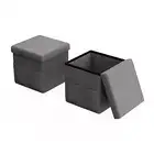 Lavish Home Foldable Storage Cube Ottoman Charcoal Gray Pockets (Set of 2)