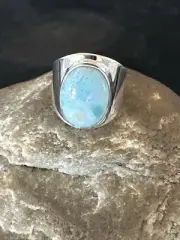 Womens Blue Larimar Navajo Sterling Silver Ring Size 9 17673