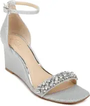 Jewel Badgley Mischka Peggy Crystal Embellished Wedge 7.5, Silver