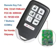 Smart Remote Car Key Fob 7 Buttons 433Mhz for Honda Odyssey