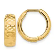10K Yellow Gold Polished And D/C Hinged Hoop Earrings