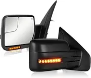 Towing Mirrors 2007-2014 Ford F150 with Power Glass Dynamic Turn Signal Light Puddle Lamp Temp Sensor Heated Extendable Pair Set