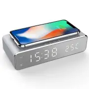 Usb Digital Led Wireless Charger Alarm Clock With Thermometer For Samsung Huawei Chargers & Cradles