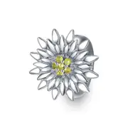 Silver plating Sunflower Golden Flower Stopper Rubber Bead Charm Fit for Bracelet DIY