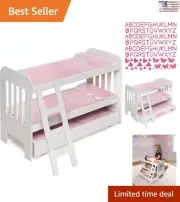 Toy Doll Bunk Bed with Trundle - Triple Bunk, Storage, Personalization - 22 inch