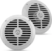 Pyle Dual 6.5'' Waterproof Marine Speakers, Full Range Stereo Sound, 120 Watt, White (Pair)