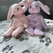 Ty 4117 and 4118. Beanie Babies Hoppity & Floppity Rabbit -