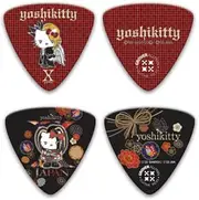 GroverAllman Yoshikitty Picks Ver. 2, Set of 4, Black Celluloid Guitar Plectrum, Compatible with Guitar, Banjo, Ukulele, Mandolin, Harp, Appalachian Dulcimer