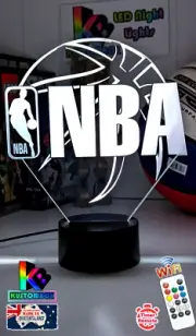 BASKETBALL NBA LOGO 3D LED Night Light 7 Colour Change Room Lamp Battery USB