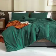 Dark Emerald Green Queen Comforter & Pillowcases, Boho Lush 3-Piece Bedding