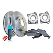 Front Wheel Bearing Hub Assembly + Brake Rotor Pad Kit for Mitsubishi HJ 2.0L