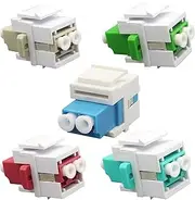 tunghey 5Pack Colorful Duplex LC to LC F/F Coupler Keystone Jack Modular for Patch Panels and Wall Plates,Surface Mount Boxes, LC UPC Fiber Optic Adapter Compatible with SingleMode Multimode