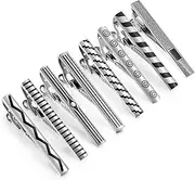 [KUHBDIE] Men's Business Tie Clip Set Striped Tie Clip Enamel Tie Clip with Black Gift Box