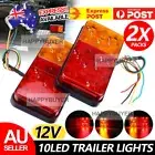 2x 12V LED Square UTE Tail lights Trailer Truck Number Taillight Stop/Brake Lamp