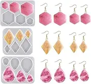 Nifocc Pack of 3 Jewellery Epoxy Resin Moulds for Pendant Necklace Earrings - Silicone Teardrop Diamond Hexagon Casting Mould for Crystal DIY Crafts