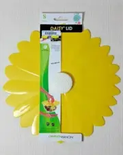 Charles Viancin Flexible Silicone Daisy 9 Inch Round Lid Yellow White Handle