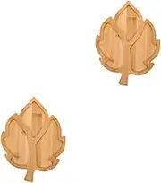 Cabilock 2pcs Rustic Wooden Serving Platter Leaf Design Fruit Veggie Dish Elegant Display Plate Divided Sections for Snacks