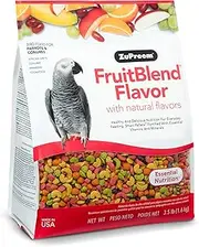 ZuPreem FruitBlend Premium Parrot Food 1.6kg - Natural Flavor Pellets for Conures, African Greys, Amazons & Cockatoos - Daily Complete Nutrition