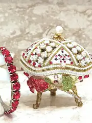 Christmas Girlfriend birthday gift Faberge egg Music box Jewelry 24k GOLD HMADE