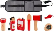 Fire Brigade Toy Set, Wooden Firefighter Accessories, Imaginative Play Set, Hands-On Career Exploration, Lightweight & Portable, 9.45x5.91x2.36 Inches, Boys & Girls Age 3+