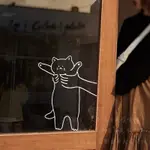 HI.安妞 可愛貓咪玻璃門貼紙 防撞頭 創意廚房貼 推拉門貼 可貼車窗 窗貼