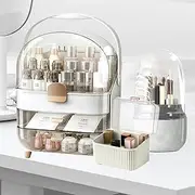 Anshine Makeup Organizer, Portable Cosmetic Storage Box With Brush And Lipstick Holder Storage, Large Countertop Organizer Make Up Holder for Bedroom, Bathroom Skincare (White)