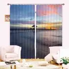 Seaside Twilight Walkway 3D Blockout Photo Print Curtain Fabric Curtains Window