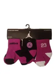 AIR JORDAN, Jumpman SOCKS, SIZE 6-12 months, Toddler, Baby, 6 pair, Purple Black
