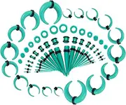 [NASAMA] 64Pcs Ear Gauges Stretching Spiral Buffalo Taper Kit 14G-00G Ear Gauges Expander Body Piercing Jewelry Set